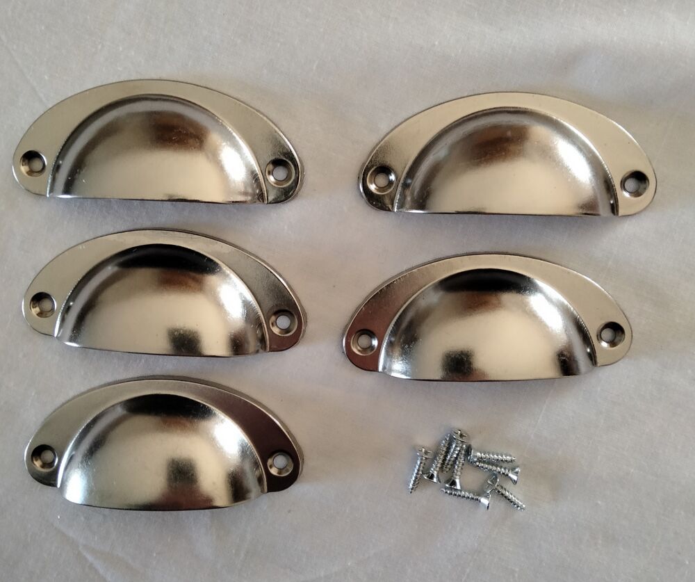 5 poign&eacute;es coquille, argent&eacute;es. Bricolage