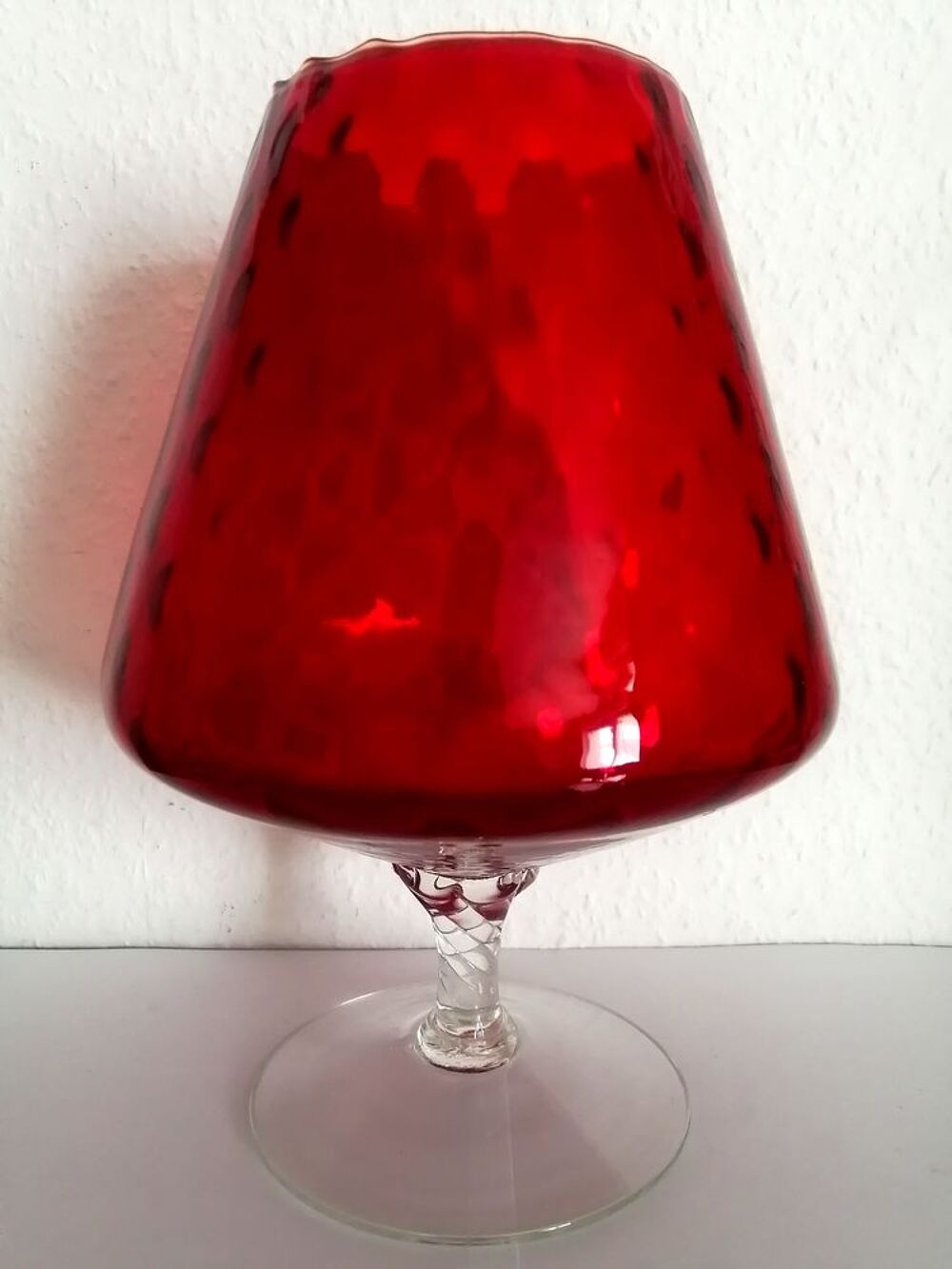 Magnifique verre vase rouge - Verrerie Italienne Décoration
