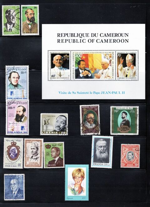 lot de 22 timbres d'AFRIQUE avec des PERSONNALITES 3 Les Églisottes-et-Chalaures (33)