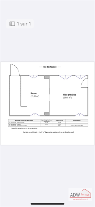  Appartement  vendre 3 pices 44 m