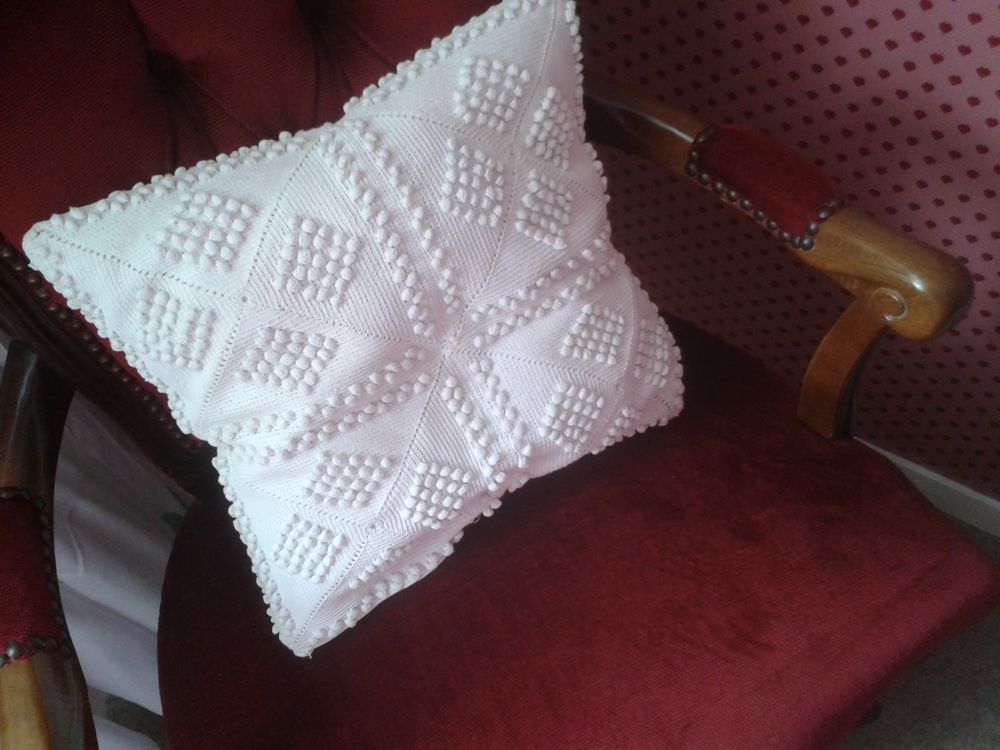 Coussin carr&eacute; coton blanc style shabby chic Dcoration