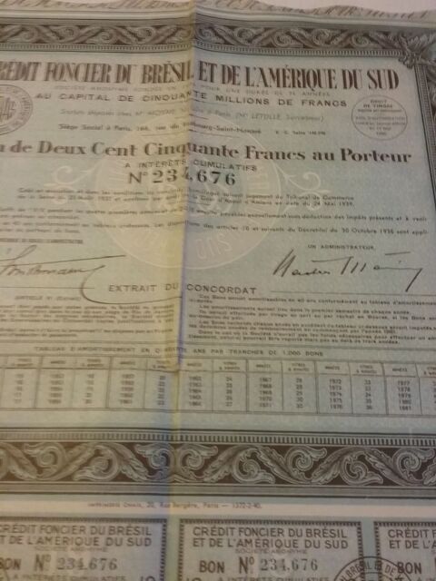 Vieux documents obligations emprunts de 1929  5 Boutervilliers (91)
