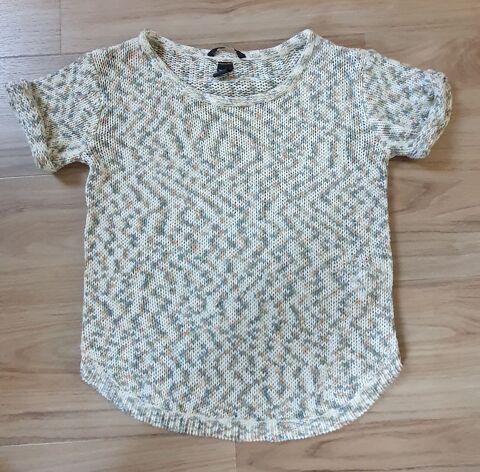 Pull manches courtes blanc et jaune H&M 5 Betton (35)