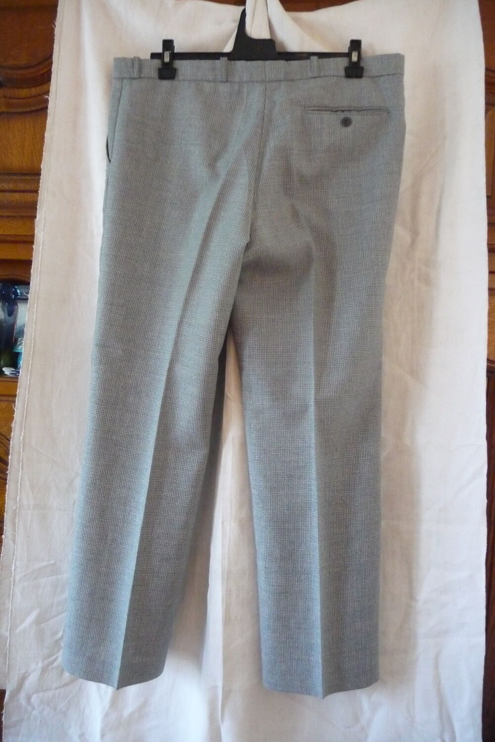 PANTALON HOMME T48 DAMIERS BLEU/GRIS Vêtements