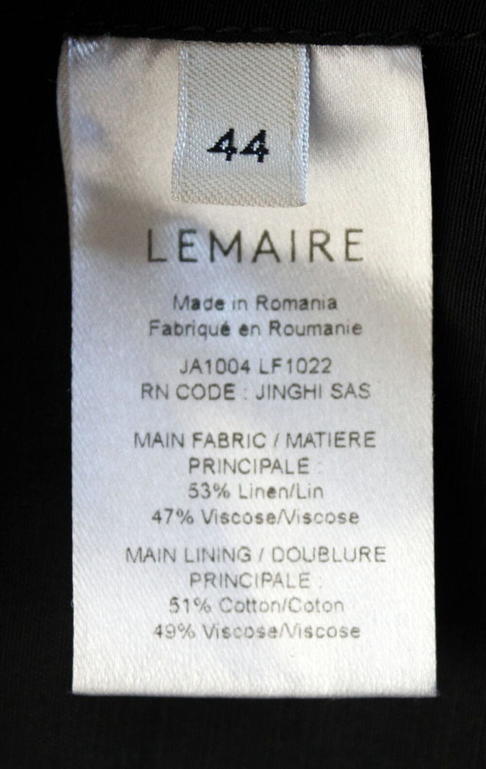 Veste courte noire LEMAIRE T.48 Fr Vêtements