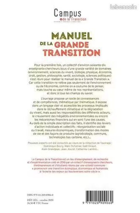 Manuel De La Grande Transition _ Collectif FORTES - Les Lien 22 Vigneux-sur-Seine (91)