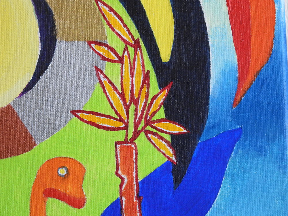 Tableau acrylique sur toile - La p&ecirc;che du h&eacute;ron Décoration