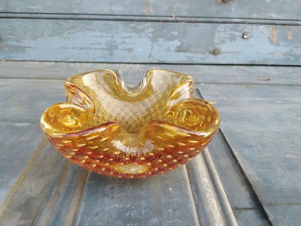 Cendrier Verre Murano &agrave; Bulles Design Barovier Venini Italy 