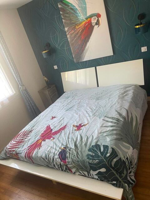 Lit design blanc + matelas ressorts ensaché 299 Saint-Herblain (44)