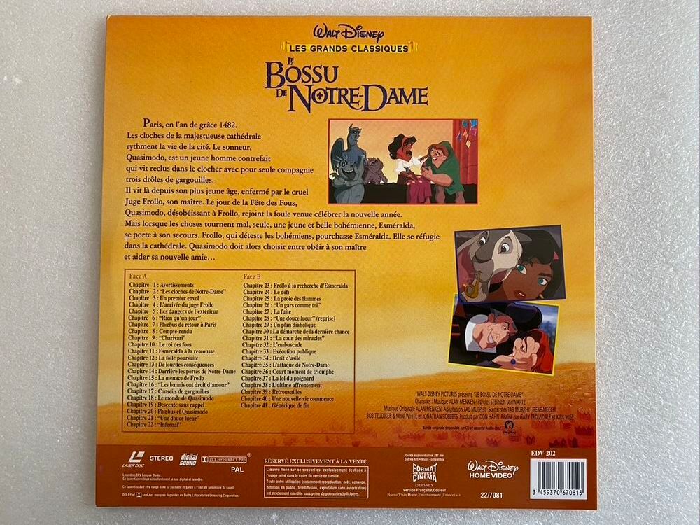 Le Bossu de Notre Dame _ Laserdisc _ Walt Disney DVD et blu-ray