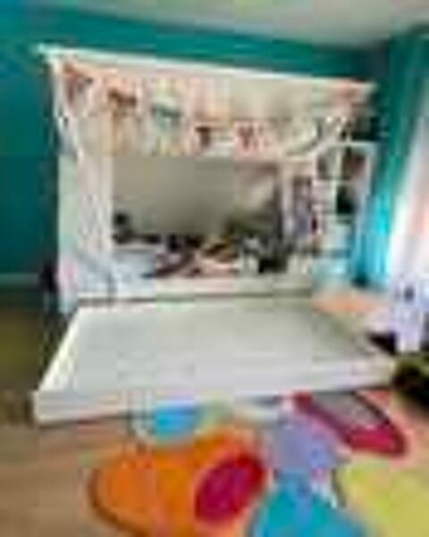 lit enfant tente complet 90X190 sommier 1matelas tiroir roulettes invit&eacute; 1matelas Mathy By Bols parfait &eacute;tat Meubles