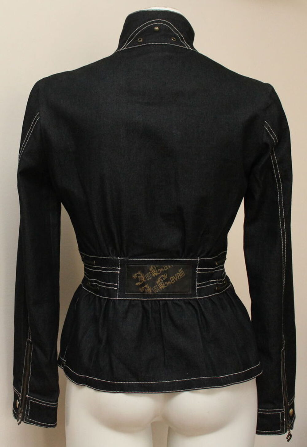 Veste Denim anthracite surpiqures blanches JUST CAVALLI T.L Vêtements