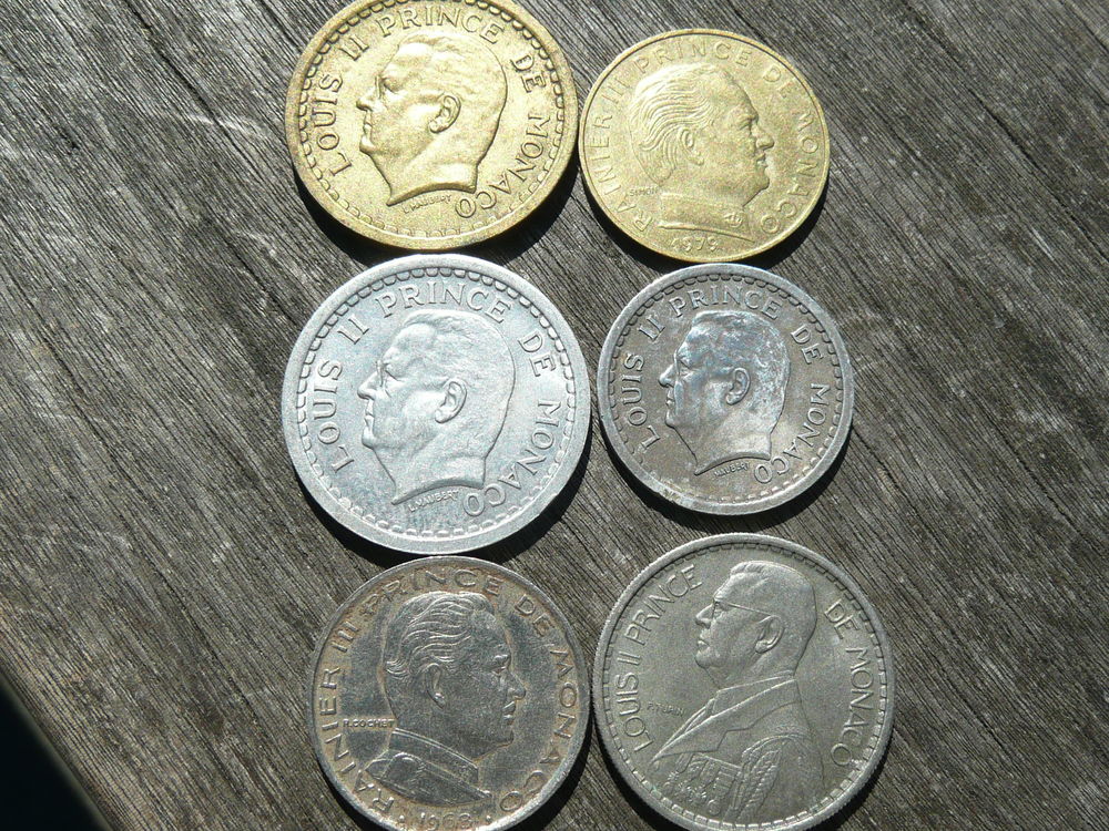 Lot de 6 pi&egrave;ces Monnaie Monaco 