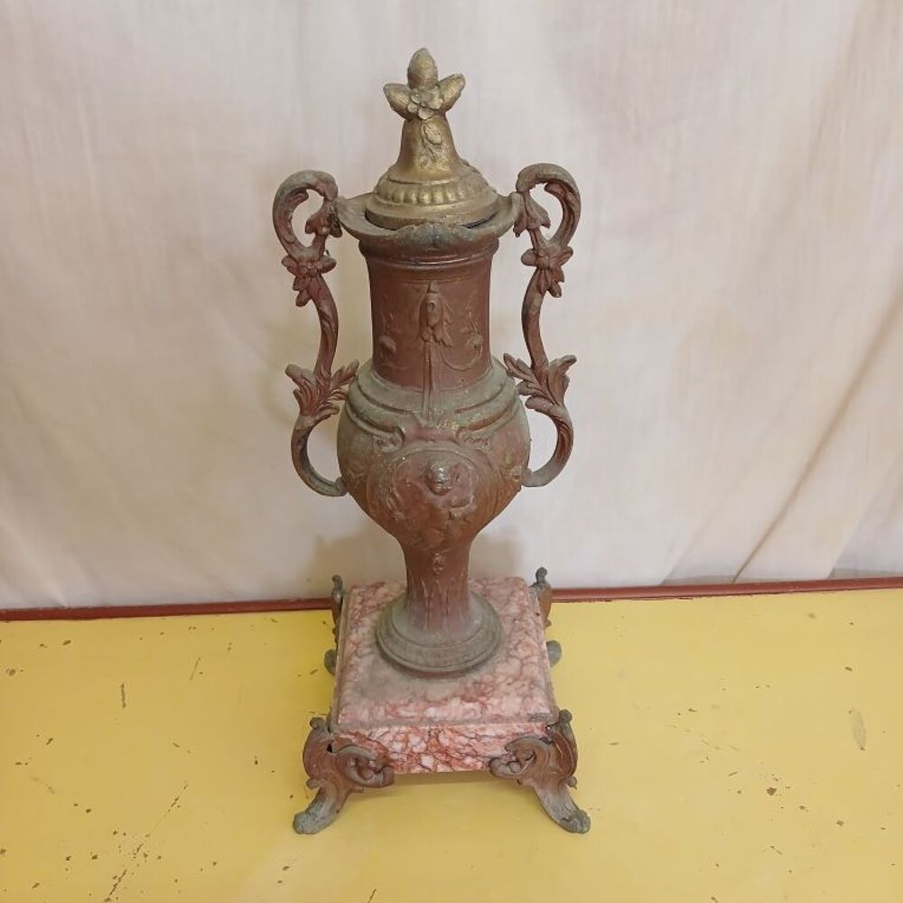 vase ancien Napol&eacute;on III en r&eacute;gule &amp; marbre 