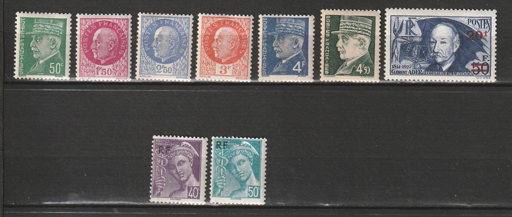 Timbres Neufs Charni&egrave;re transparentes Ann&eacute;es 1941-42-43 