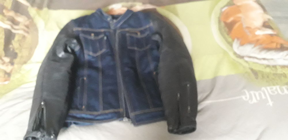 BLOUSON MOTO SEGURA GORDON NOIR/BLEU Vêtements