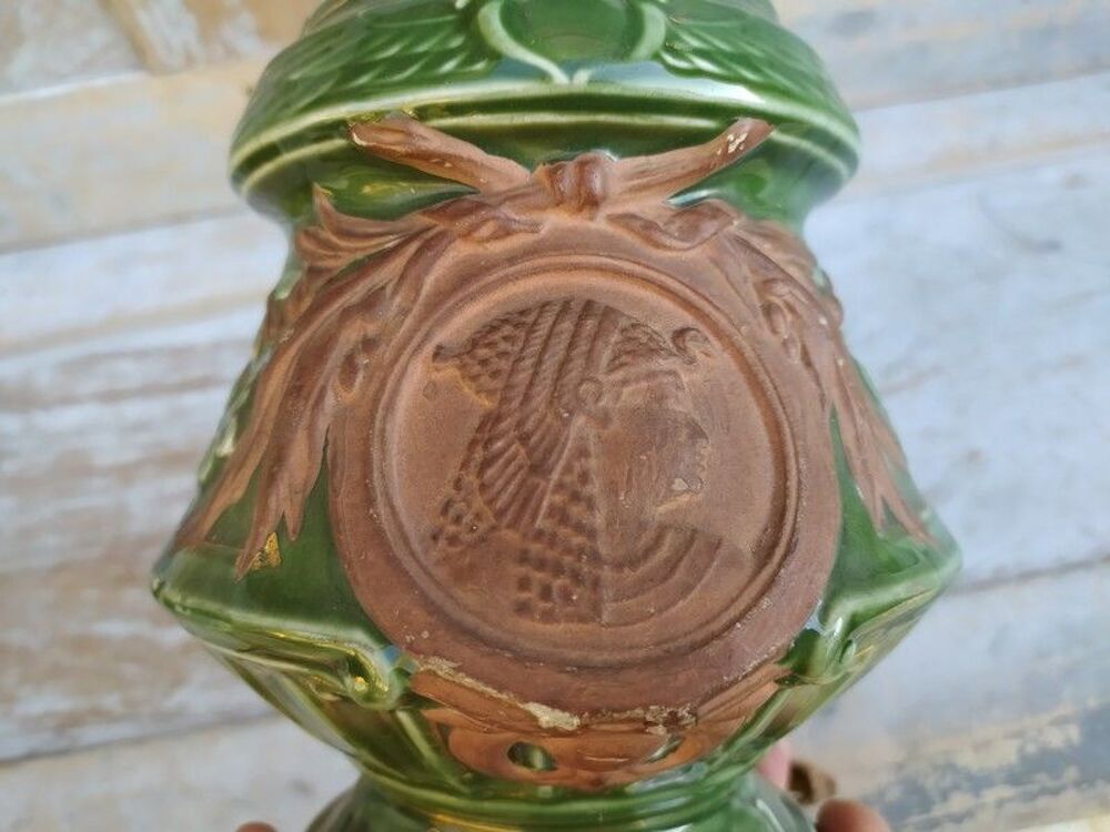 Lampe &agrave; P&eacute;trole XIX&egrave;me Porcelaine &Eacute;maill&eacute;e Retour d'&Eacute;gypte Décoration