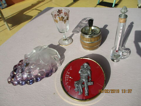 Lot thermom�tre d�cor feuilles raisins & coupelle 45 Le Vernois (39)