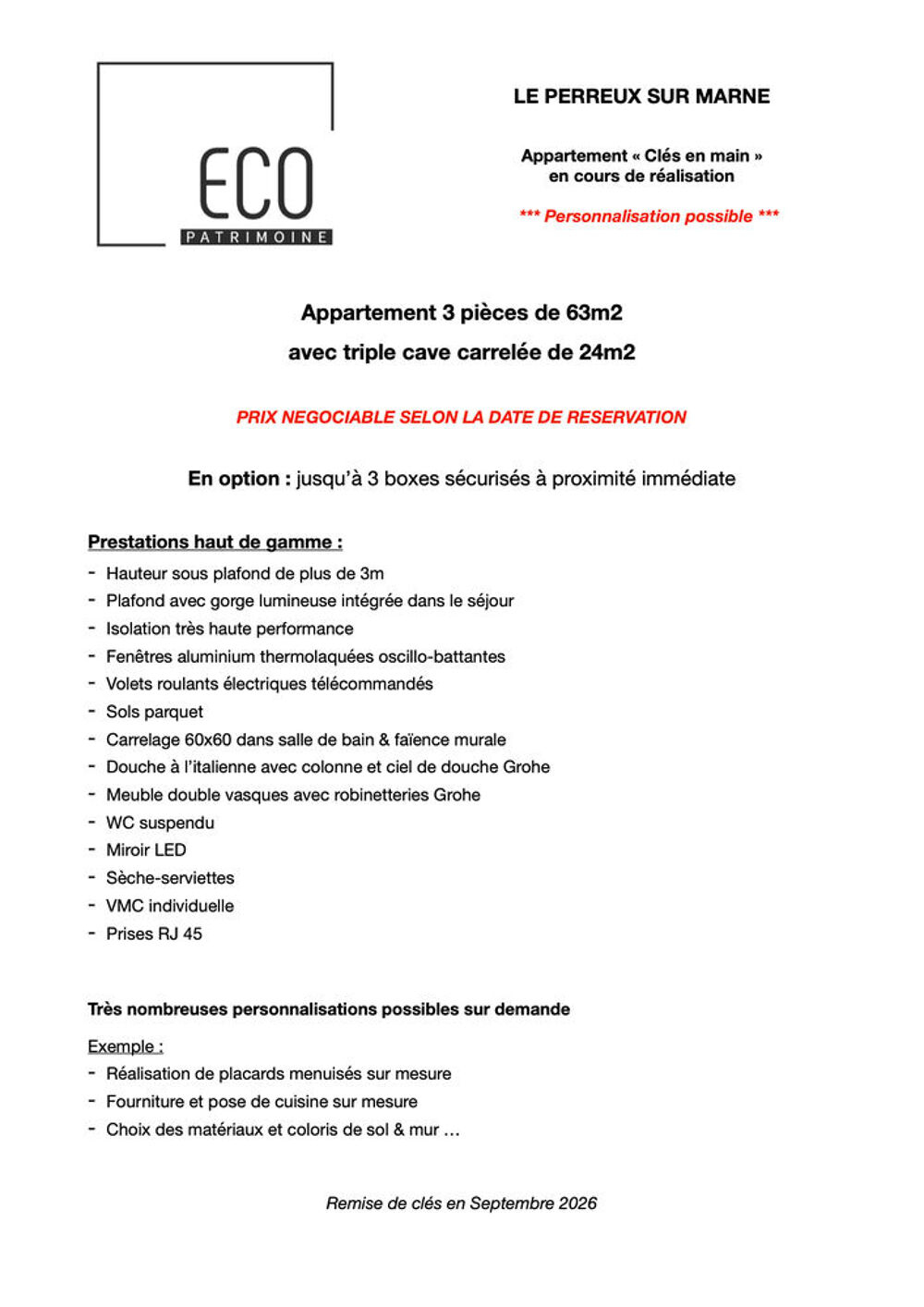 Vente Appartement Appart 3 pièces 63m2 'Sur mesure' Rénov. Totale +Cave 24m2 Le perreux-sur-marne