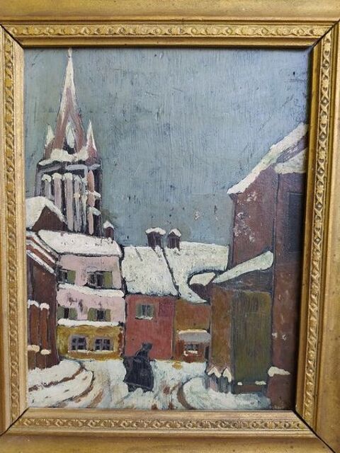 Jolie Petite Peinture Paysage Hivernal 70 Loches (37)
