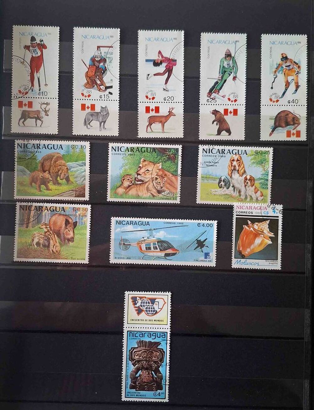 S&eacute;rie de timbres de collection du Nicaraga (bis) 
