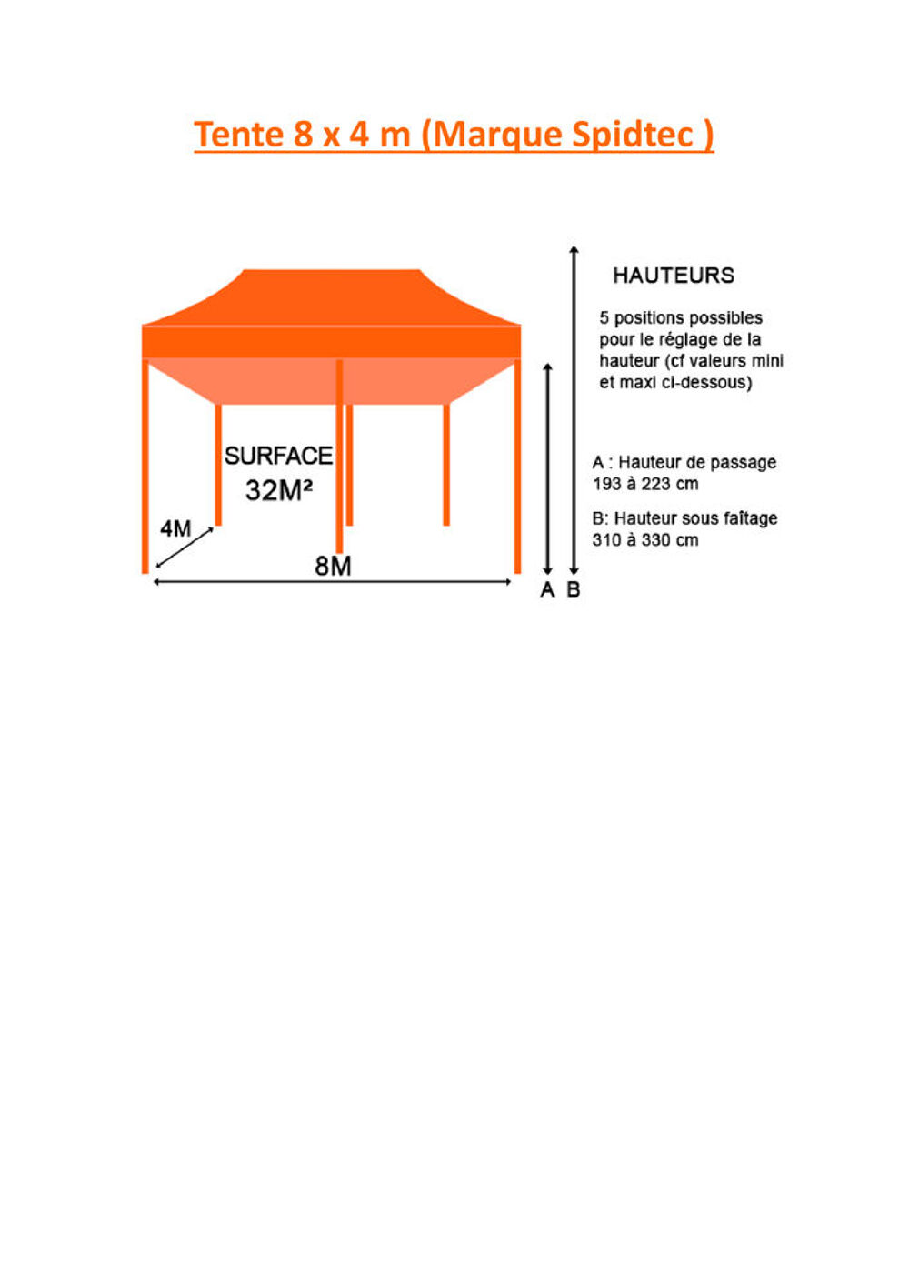 barnum blanc de 8 x 4 m&egrave;tres (tente de r&eacute;ception) Jardin