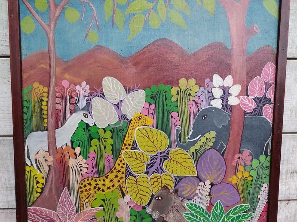 Berny Mathias Tableau Animaux Haiti Haitian Painting

