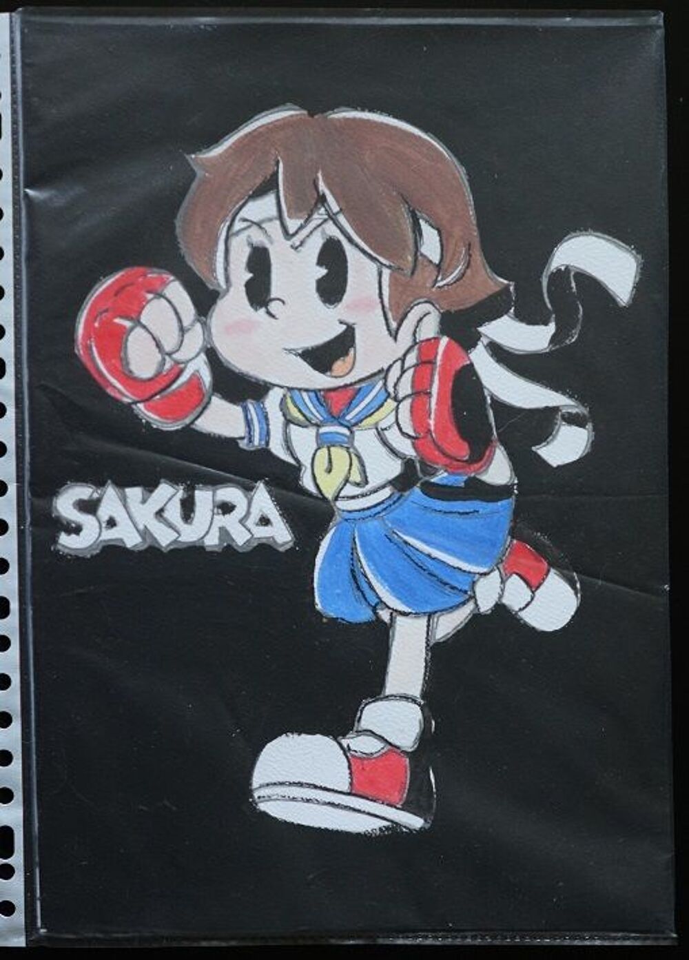 peinture - chibi - sakura - sur papier aquarelle format A4 - Décoration
