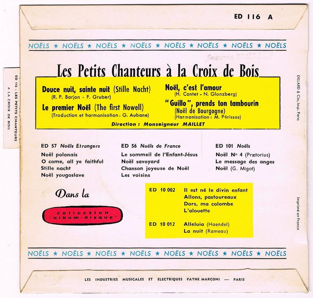 LES PETITS CHANTEURS A LA CROIX DE BOIS -45t EP- NO&Euml;LS -1961 CD et vinyles