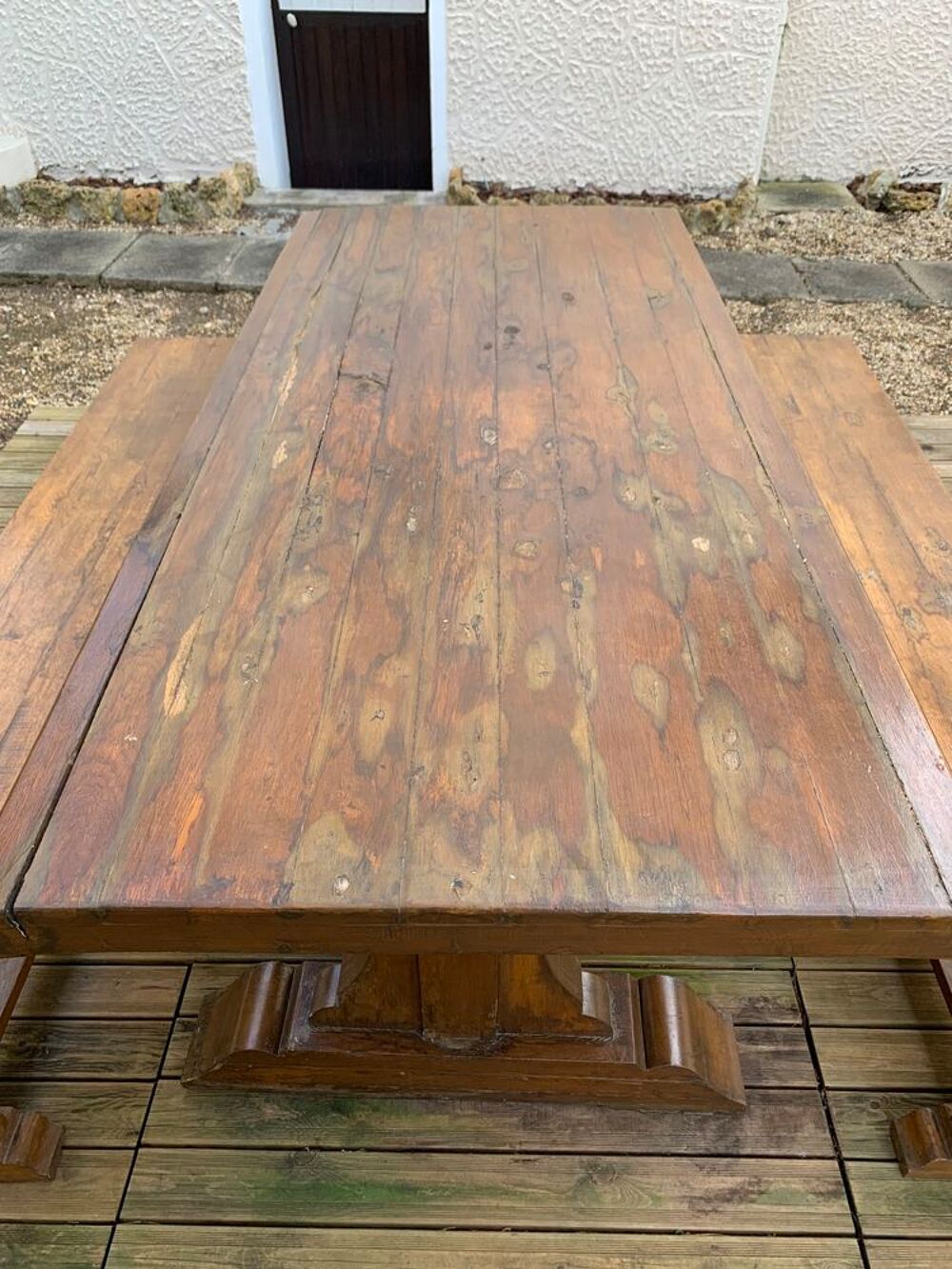 Table Monast&egrave;re en ch&ecirc;ne massif pour jardin ou campagne. Meubles