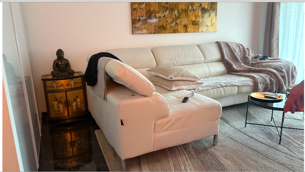 Canap&eacute; d'angle Home Salon cuir blanc - 3m - Tr&egrave;s spacieux - Meubles