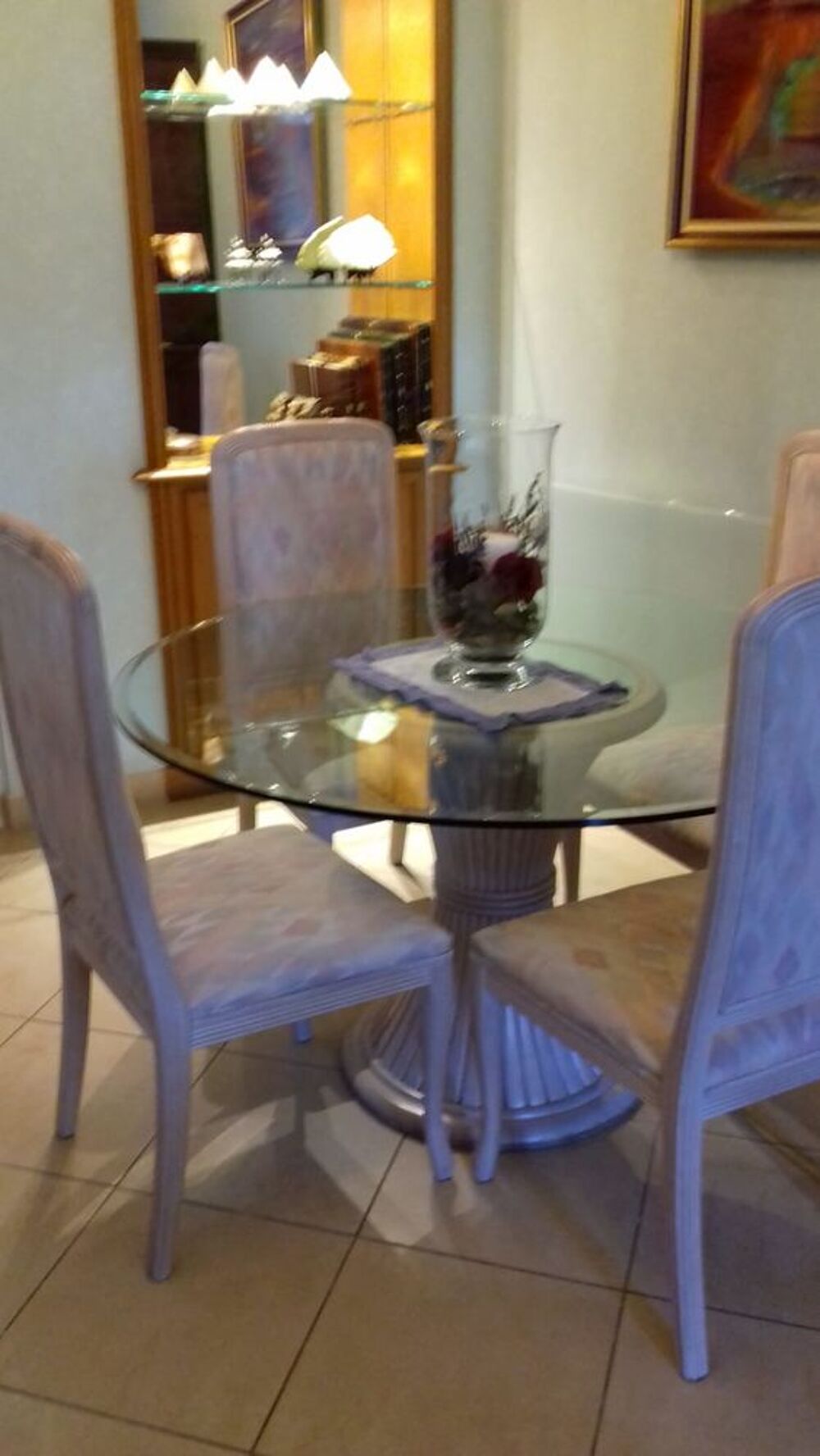Table en verre et 4 chaises, ensemble de luxe Meubles