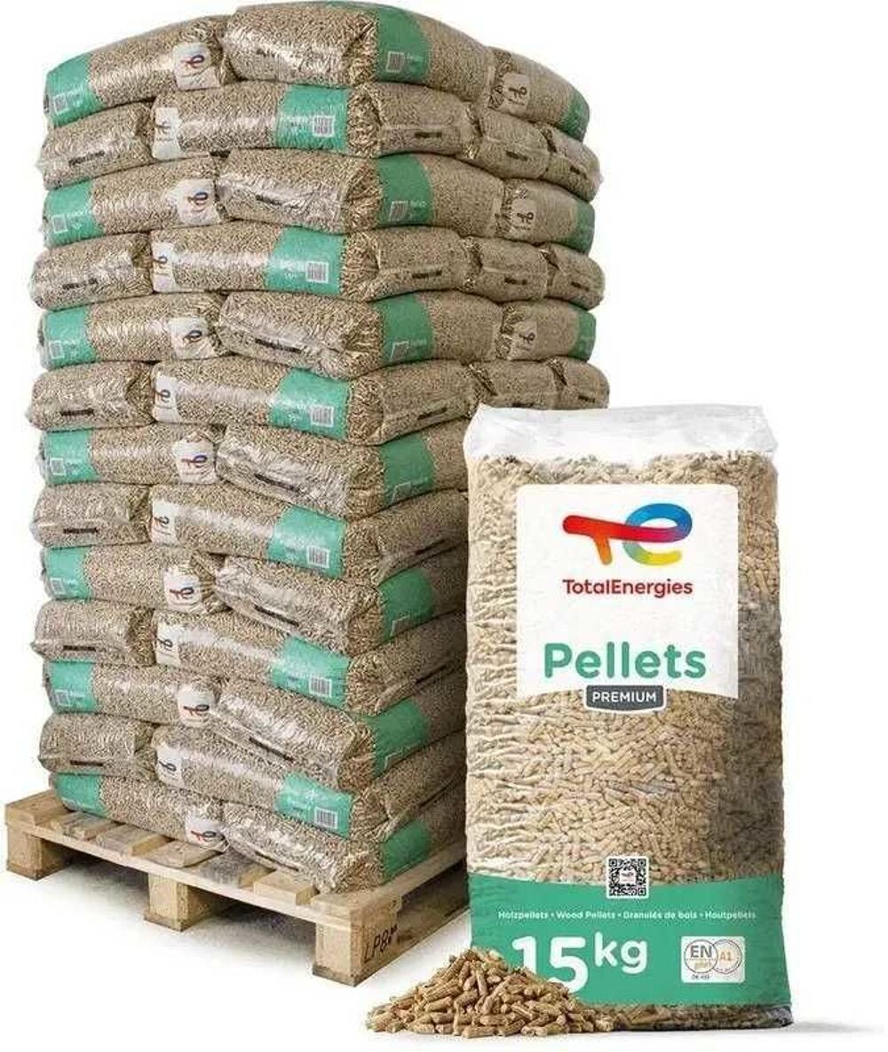 Granul&eacute;s de bois de qualit&eacute; sup&eacute;rieure TotalEnergies €" 975 kg (65 sacs de 15 kg) 