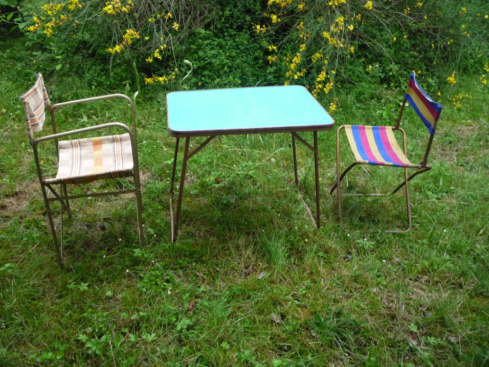 Table camping vintage/1 chaise /1 fauteuil Meubles