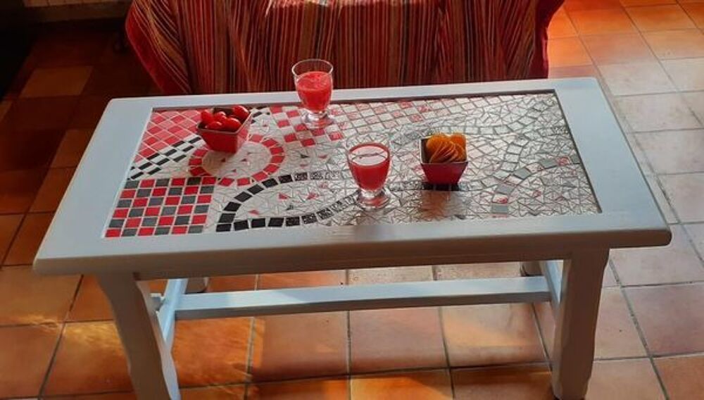 Table basse bois et mosaique Meubles