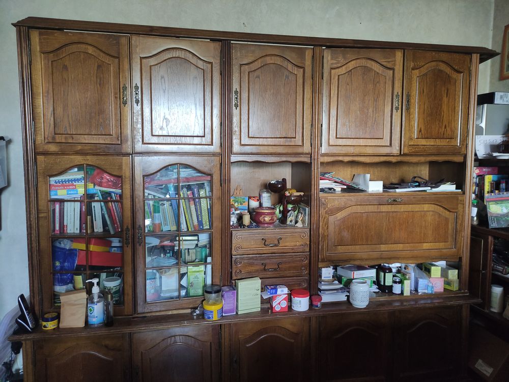 Grande armoire Biblioth&egrave;que en bois de ch&ecirc;ne massif Meubles