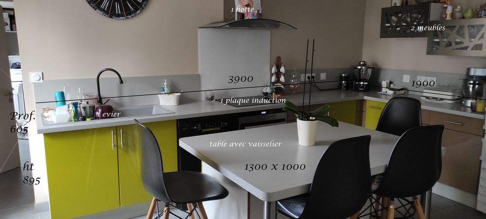 Cuisine am&eacute;nag&eacute;e TBE Affaire + hotte + plaque indu Cuisine