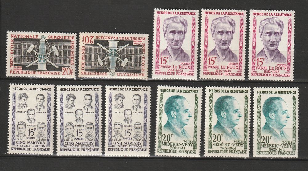 Timbres Neufs ANNEE 1959 en triple 