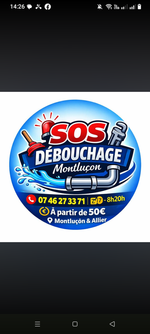 D&eacute;bouchage canalisation 0 03100 Montlu�on