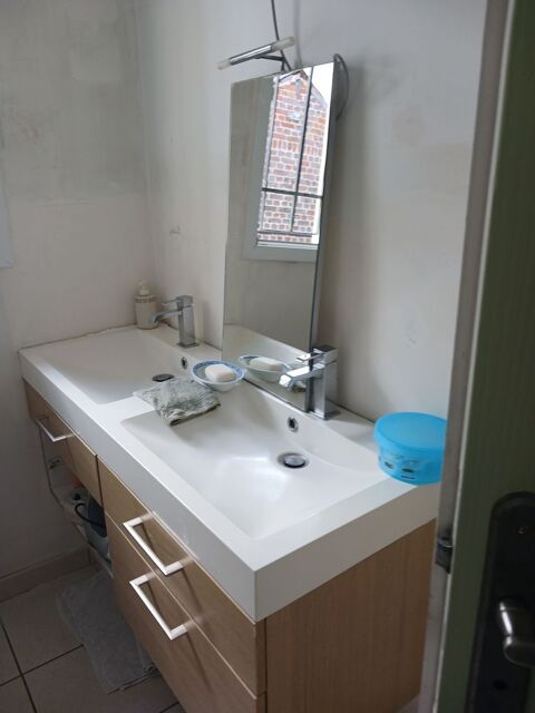 Meuble sous vasque 2 lavabos  avec meubles 3 tiroirs Laon (02)