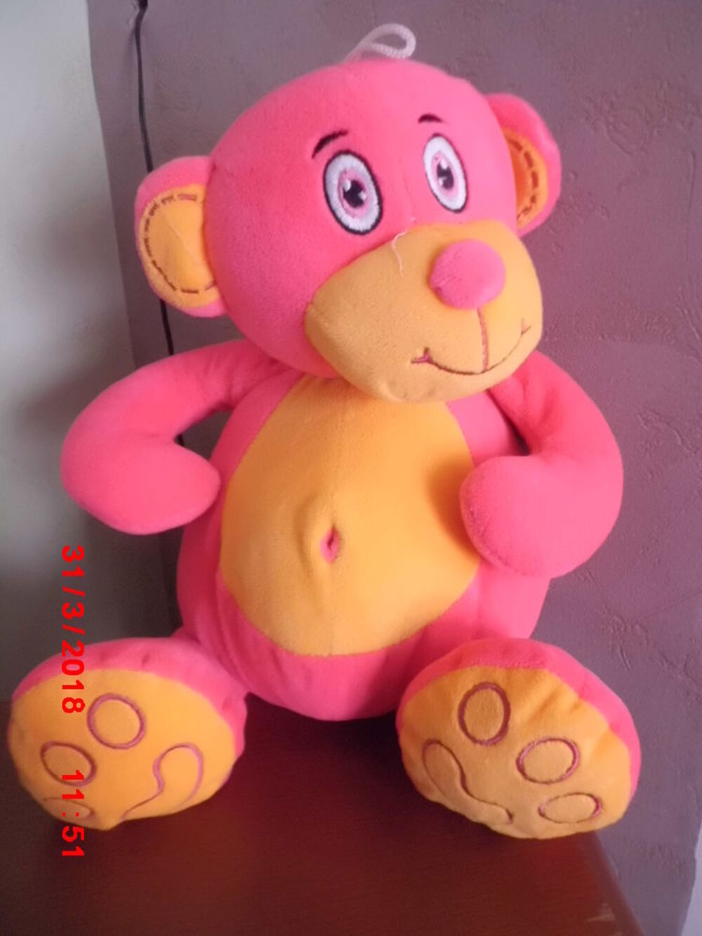OURS ROSE ET ORANGE FLUO Jeux / jouets