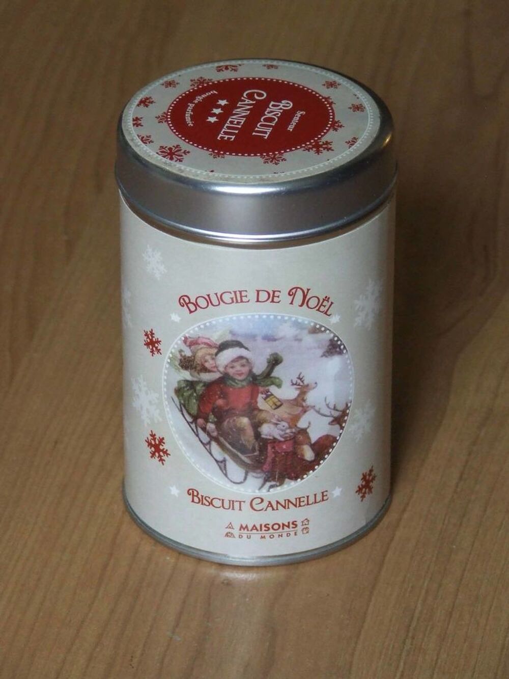 Bougie de No&euml;l parfum&eacute;e, bo&icirc;te m&eacute;tal, NEUVE Décoration
