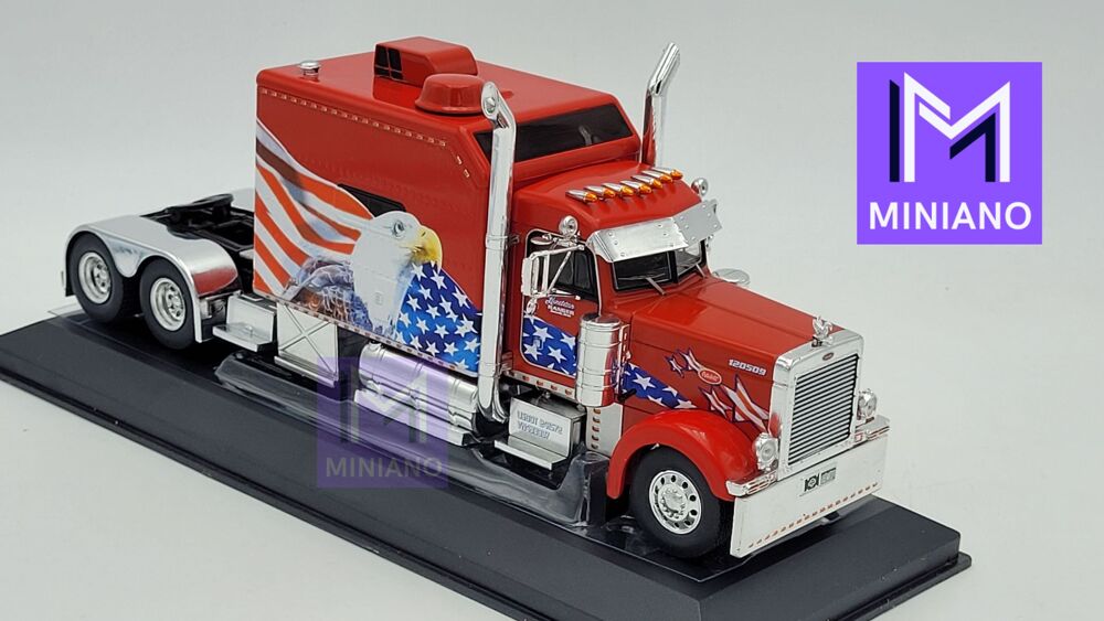 CAMION PETERBILT 379 CUSTOM 2002 ROUGE AVEC DRAPEAU AIGLE 