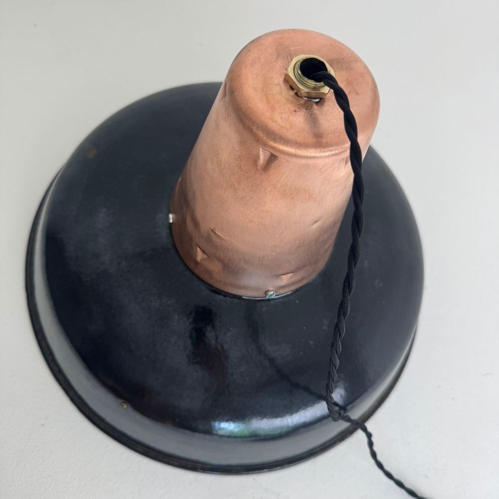 PAIRE D'ANCIENNES SUSPENSIONS EMAILL&Eacute;ES " MAZDA " 35 CM INDU Décoration