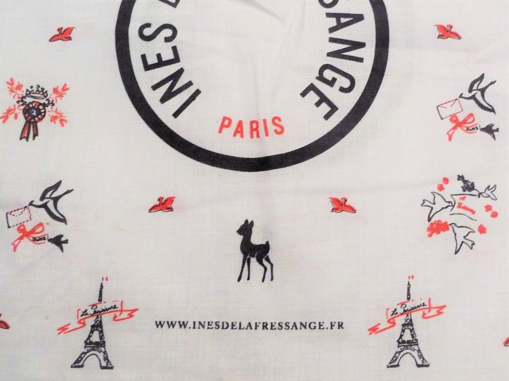 Sac en Tissu Blanc Bleu Marine Rouge- Ines de La Fressange Maroquinerie