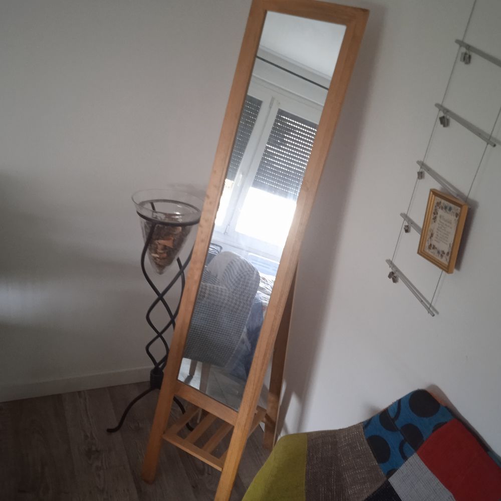 Miroir sur pied hauteur 160, coloris pin miel structure bois Meubles