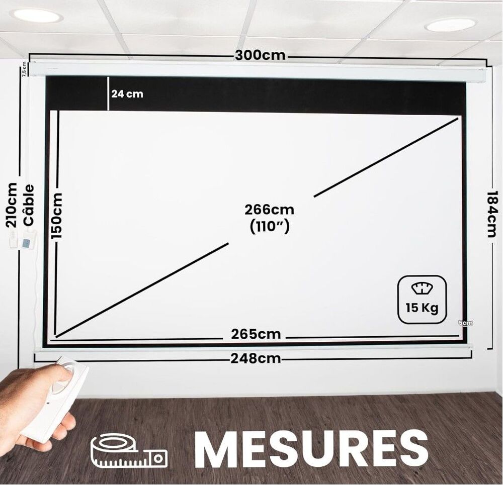 &Eacute;cran de Projection &eacute;lectrique 120" Photos/Video/TV