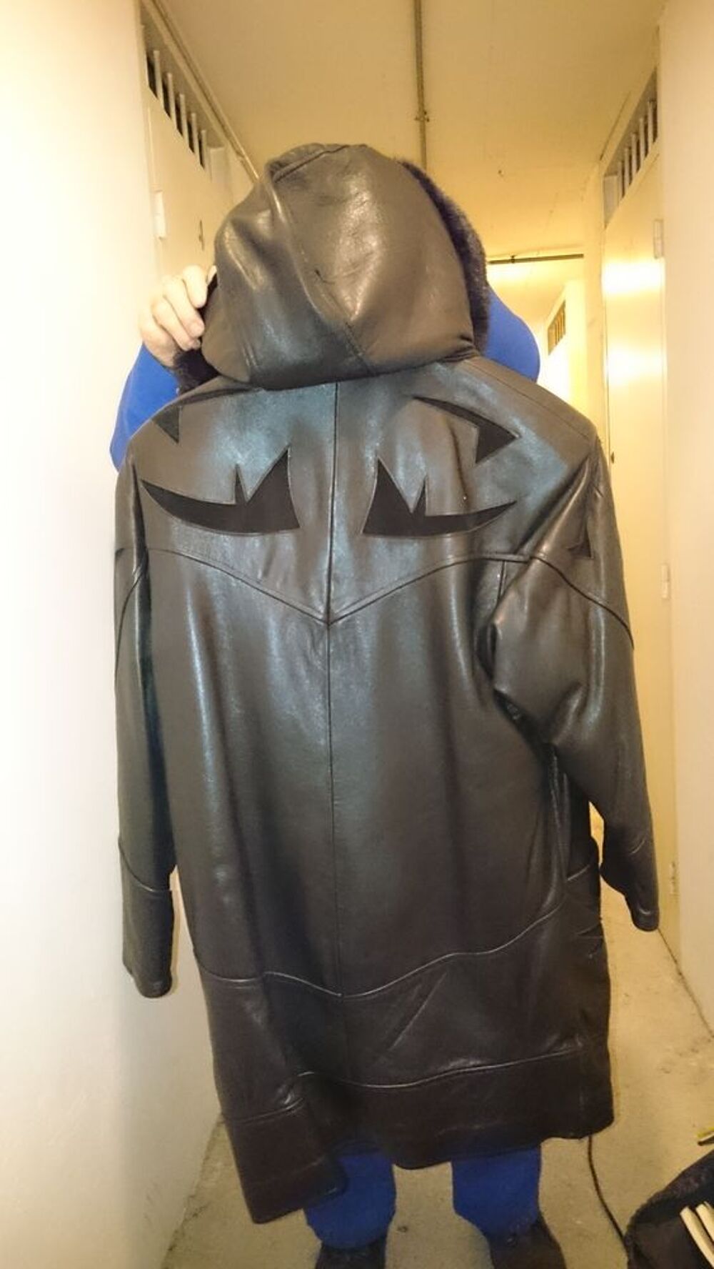 Manteau en cuir noir Vêtements