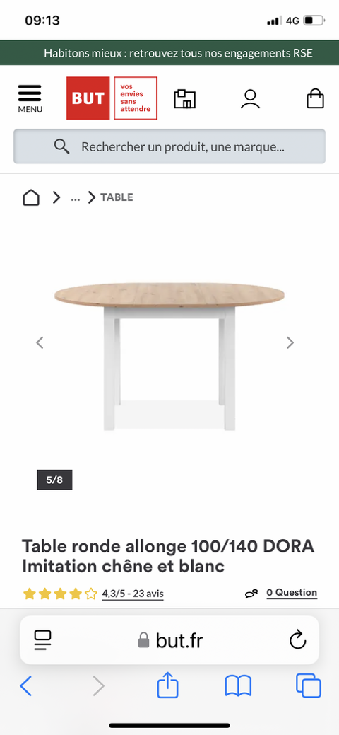 Table Ronde Moderne Imitation Chne et Blanc 195 Cavalaire-sur-Mer (83)