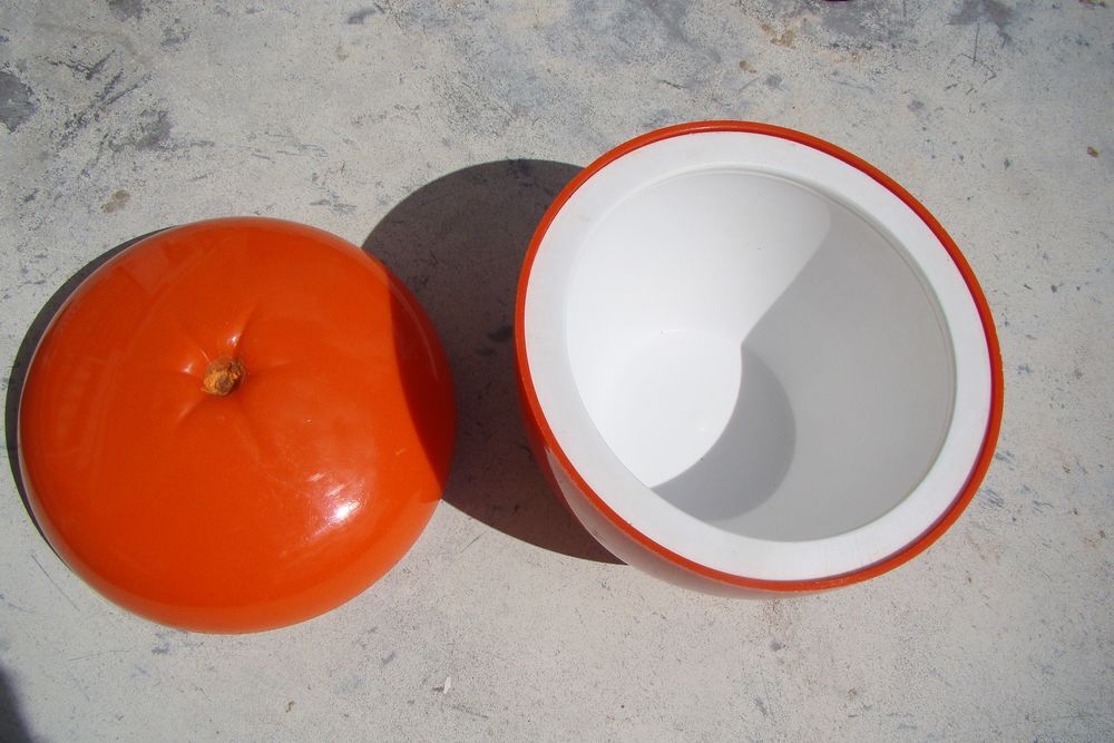 Seau / Pot &agrave; gla&ccedil;ons pomme orange - vintage ann&eacute;es 1970 Décoration